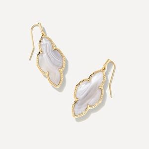 Kendra Scott Abbie Gold Drop Earrings In Gray Banded Agate